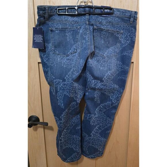 Chaps Womens Denim Capri With Leaf Print Modern Fit Size 18 - Picture 4 of 12